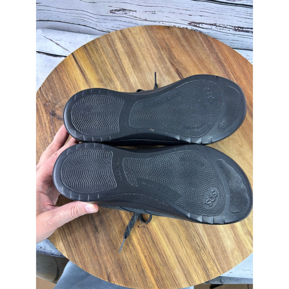 Women's SAS Black Leather Lace-Up Sneakers Size 7 - Picture 12 of 13